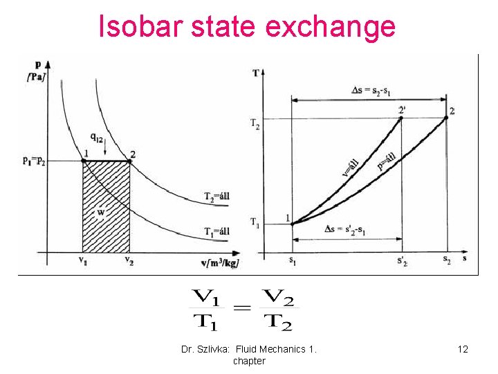 Isobar state exchange Dr. Szlivka: Fluid Mechanics 1. chapter 12 