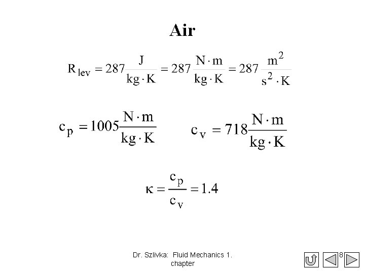 Air Dr. Szlivka: Fluid Mechanics 1. chapter 8 