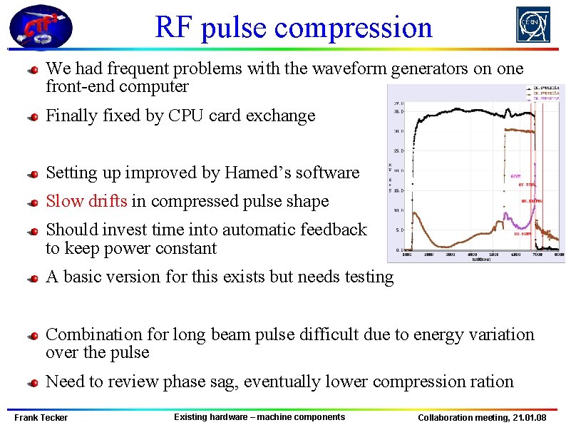 RF pulse compression We had frequent problems with the waveform generators on one front-end