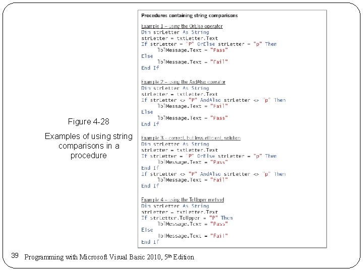 Figure 4 -28 Examples of using string comparisons in a procedure 39 Programming with Figure 4 -28 Examples of using string comparisons in a procedure 39 Programming with