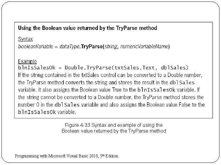 Figure 4 -33 Syntax and example of using the Boolean value returned by the Figure 4 -33 Syntax and example of using the Boolean value returned by the