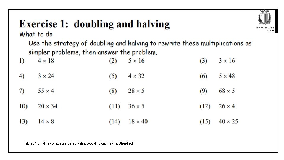 https: //nzmaths. co. nz/sites/default/files/Doubling. And. Halving. Sheet. pdf 