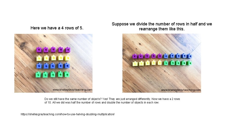 Here we have a 4 rows of 5. Suppose we divide the number of