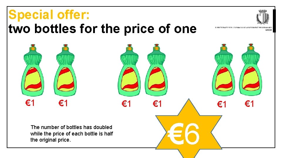 Special offer: two bottles for the price of one € 1 The number of