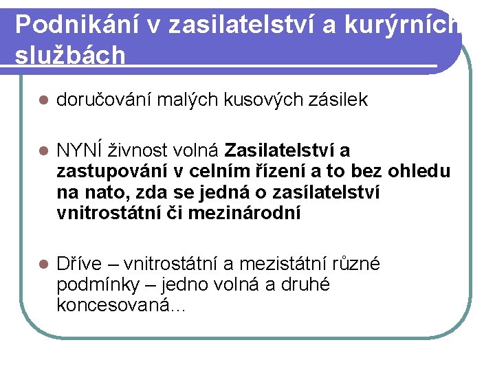 Podnikání v zasilatelství a kurýrních službách l doručování malých kusových zásilek l NYNÍ živnost