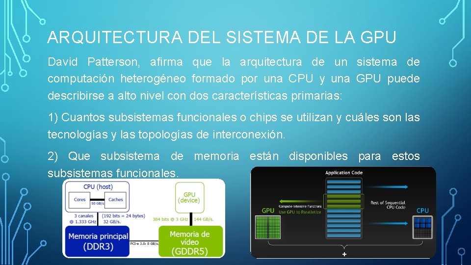 ARQUITECTURA DEL SISTEMA DE LA GPU David Patterson, afirma que la arquitectura de un