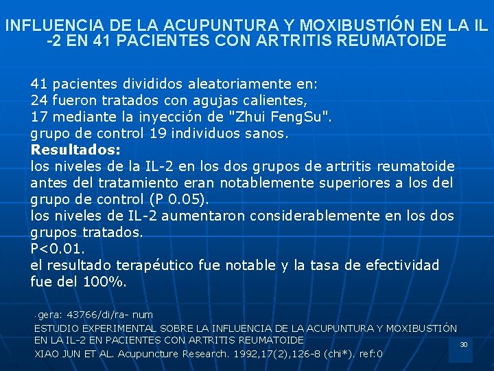 INFLUENCIA DE LA ACUPUNTURA Y MOXIBUSTIÓN EN LA IL -2 EN 41 PACIENTES CON