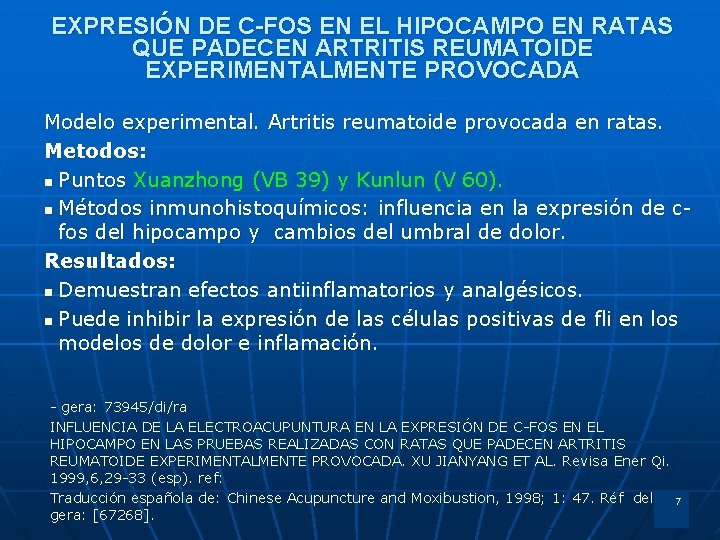 EXPRESIÓN DE C-FOS EN EL HIPOCAMPO EN RATAS QUE PADECEN ARTRITIS REUMATOIDE EXPERIMENTALMENTE PROVOCADA