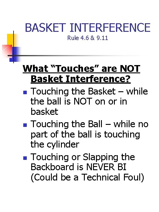 BASKET INTERFERENCE Rule 4 6 9 11 Who