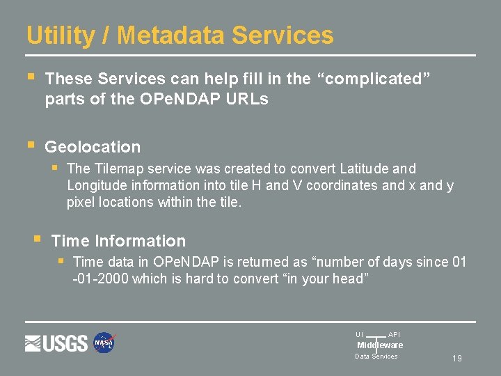 Utility / Metadata Services § These Services can help fill in the “complicated” parts