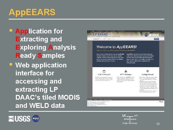 App. EEARS § Application for § Extracting and Exploring Analysis Ready Samples Web application