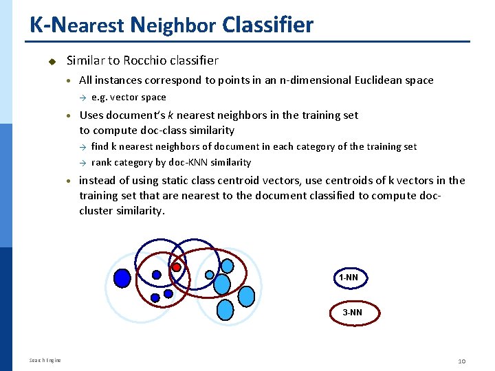 K-Nearest Neighbor Classifier Similar to Rocchio classifier · All instances correspond to points in K-Nearest Neighbor Classifier Similar to Rocchio classifier · All instances correspond to points in