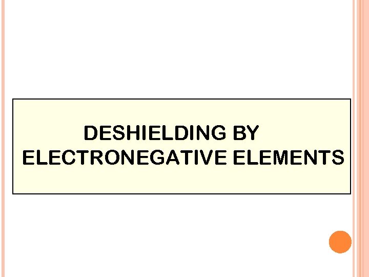 DESHIELDING BY ELECTRONEGATIVE ELEMENTS 