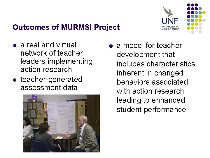 Outcomes of MURMSI Project l l a real and virtual network of teacher leaders