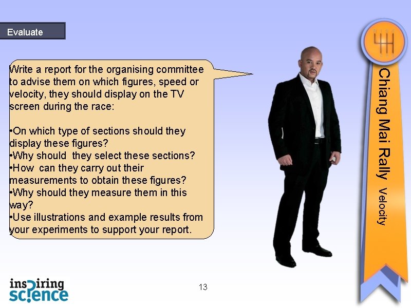 Evaluate 13 Velocity • On which type of sections should they display these figures?