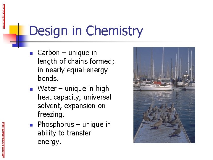 - newmanlib. ibri. org - Design in Chemistry n Abstracts of Powerpoint Talks n