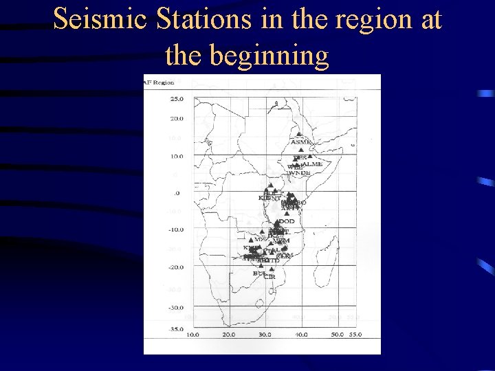 Seismic Stations in the region at the beginning 