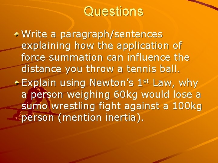 Questions Write a paragraph/sentences explaining how the application of force summation can influence the