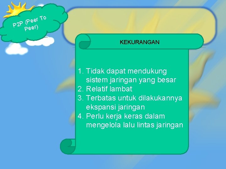 o er T e P ( P 2 P er) Pe KEKURANGAN 1. Tidak