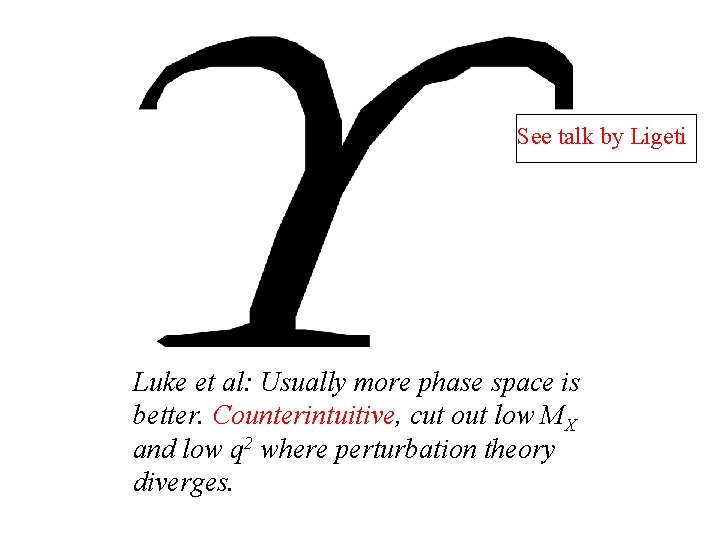 See talk by Ligeti Luke et al: Usually more phase space is better. Counterintuitive,