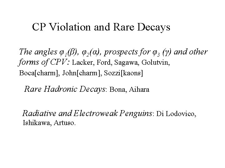 CP Violation and Rare Decays The angles φ1(β), φ2(α), prospects for φ3 (γ) and