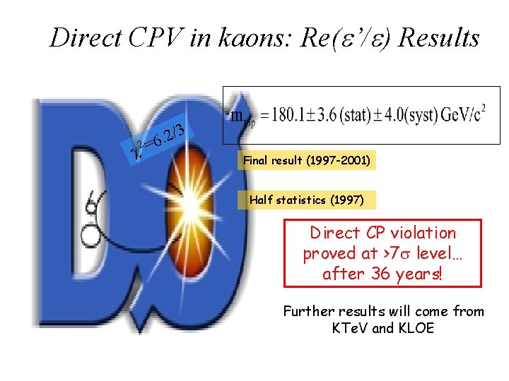 Direct CPV in kaons: Re( ’/ ) Results /3 2. 2 6 = Final