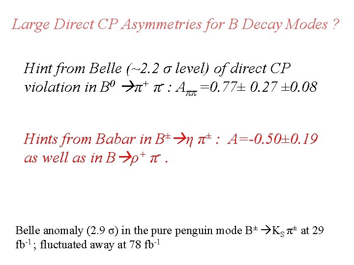 Large Direct CP Asymmetries for B Decay Modes ? Hint from Belle (~2. 2