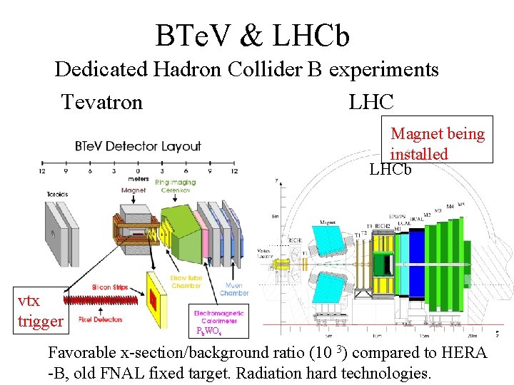 BTe. V & LHCb Dedicated Hadron Collider B experiments Tevatron LHC Magnet being installed