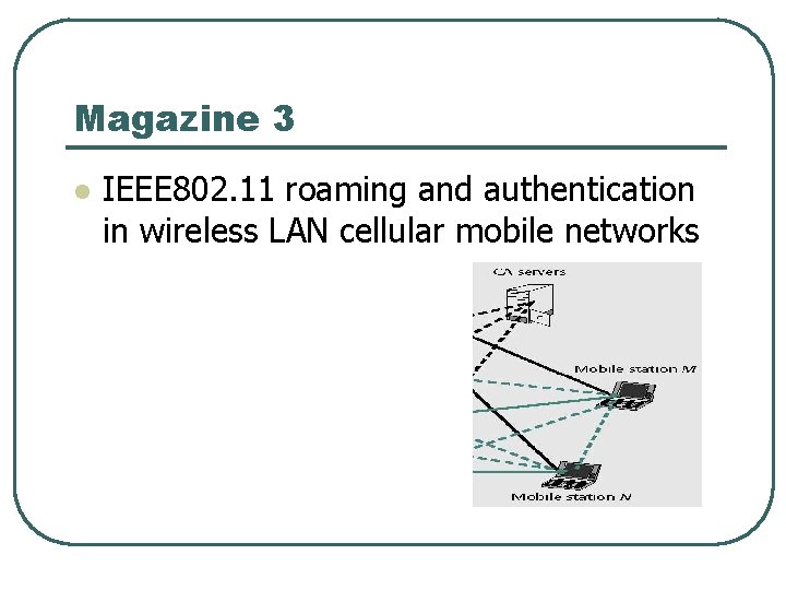 Magazine 3 l IEEE 802. 11 roaming and authentication in wireless LAN cellular mobile