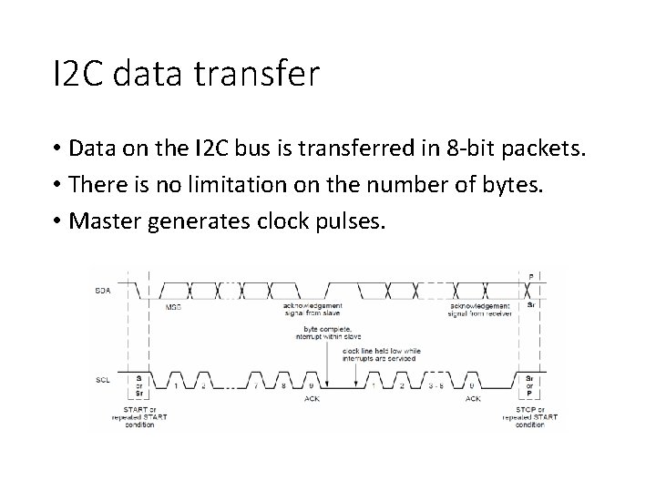 I 2 C data transfer • Data on the I 2 C bus is