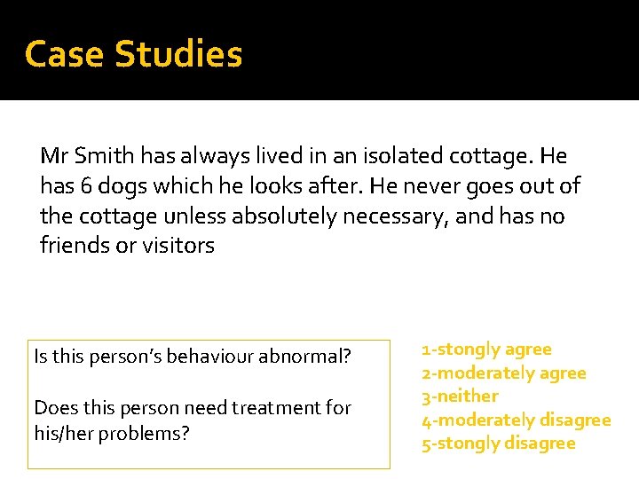 Case Studies Mr Smith has always lived in an isolated cottage. He has 6