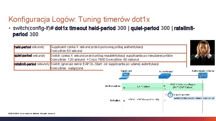 Konfiguracja Logów: Tuning timerów dot 1 x • switch(config-if)# dot 1 x timeout held-period