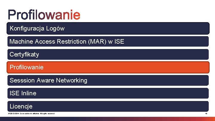 Konfiguracja Logów Machine Access Restriction (MAR) w ISE Certyfikaty Profilowanie Sesssion Aware Networking ISE