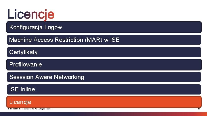 Konfiguracja Logów Machine Access Restriction (MAR) w ISE Certyfikaty Profilowanie Sesssion Aware Networking ISE