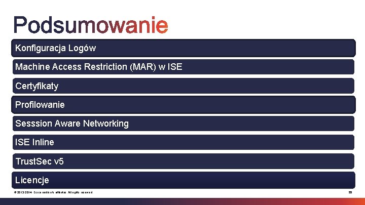 Konfiguracja Logów Machine Access Restriction (MAR) w ISE Certyfikaty Profilowanie Sesssion Aware Networking ISE