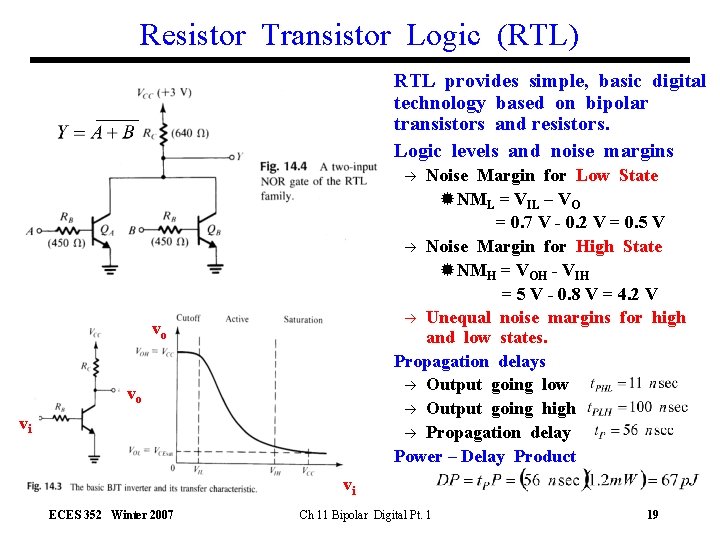 Resistor Transistor Logic (RTL) * RTL provides simple, basic digital technology based on bipolar