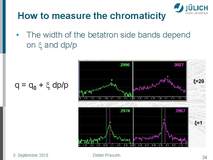 How to measure the chromaticity • The width of the betatron side bands depend