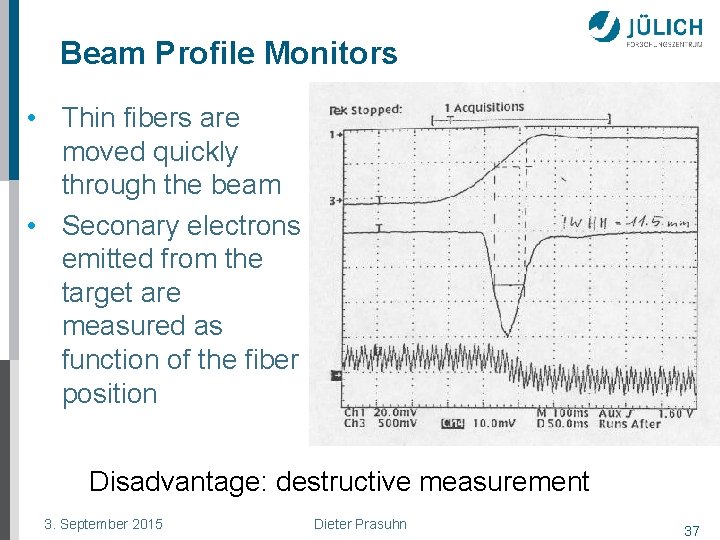 Beam Profile Monitors • Thin fibers are moved quickly through the beam • Seconary