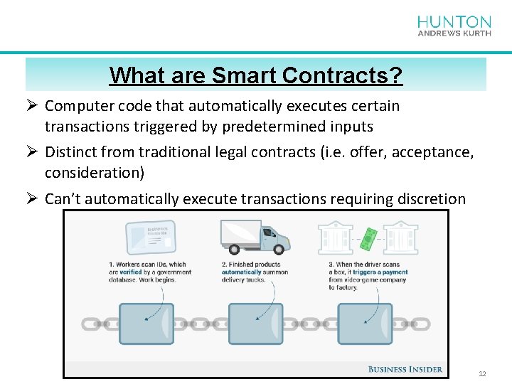 What are Smart Contracts? Ø Computer code that automatically executes certain transactions triggered by