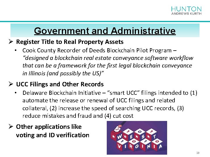 Government and Administrative Ø Register Title to Real Property Assets • Cook County Recorder