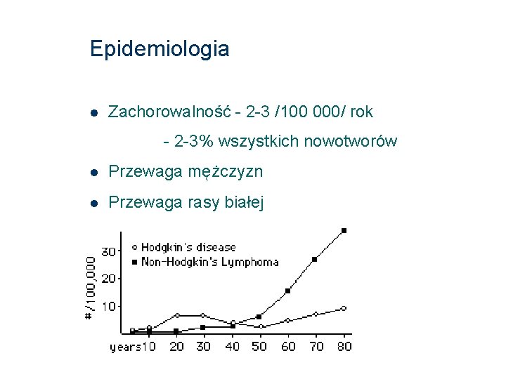 Epidemiologia Zachorowalność - 2 -3 /100 000/ rok - 2 -3% wszystkich nowotworów Przewaga