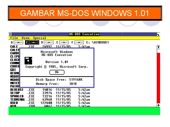 GAMBAR MS-DOS WINDOWS 1. 01 