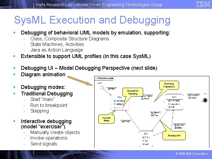 Haifa Research Lab – Model Driven Engineering Technologies Group Sys. ML Execution and Debugging