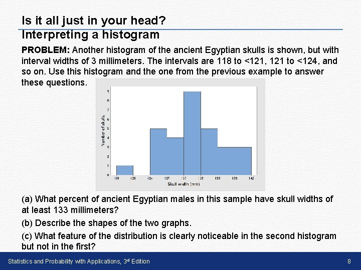 Is it all just in your head? Interpreting a histogram PROBLEM: Another histogram of