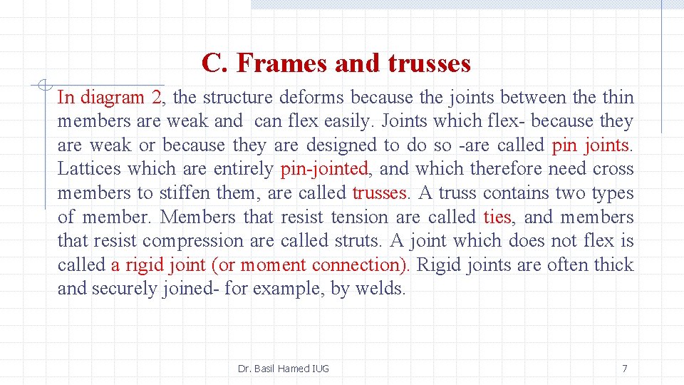 C. Frames and trusses In diagram 2, the structure deforms because the joints between