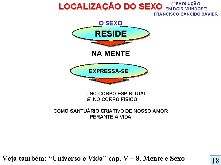 “EVOLUÇÃO LOCALIZAÇÃO DO SEXO EM( DOIS MUNDOS”) FRANCISCO C NCIDO XAVIER O SEXO RESIDE