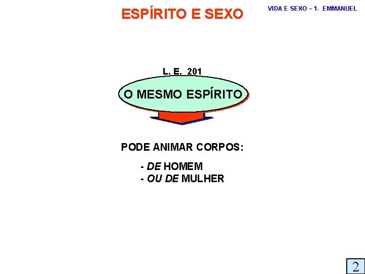 ESPÍRITO E SEXO VIDA E SEXO – 1 - EMMANUEL L. E. 201 O