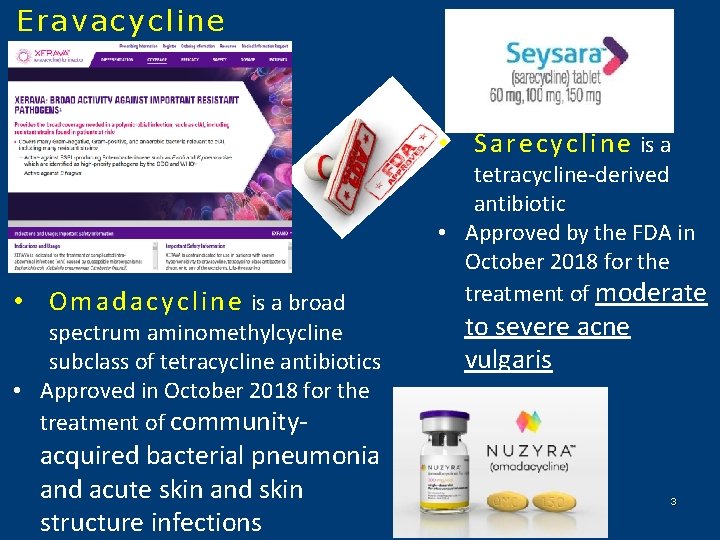 Eravacycline • S a r e c y c l i n e is