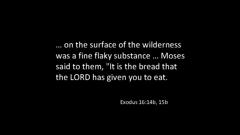 … on the surface of the wilderness was a fine flaky substance … Moses