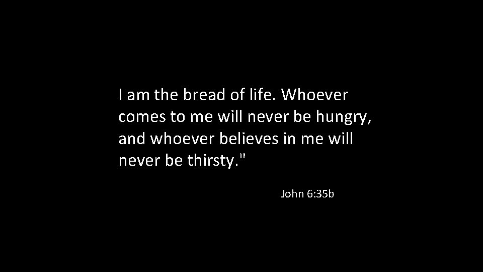 I am the bread of life. Whoever comes to me will never be hungry,